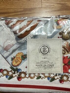 Tessitura Toscana Telerie  Christmas 🎄 tablecloth 100% LINEN NWT.